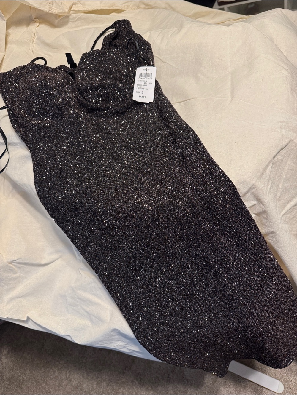 Windsor Black Sparkle Sequin Slip Dress